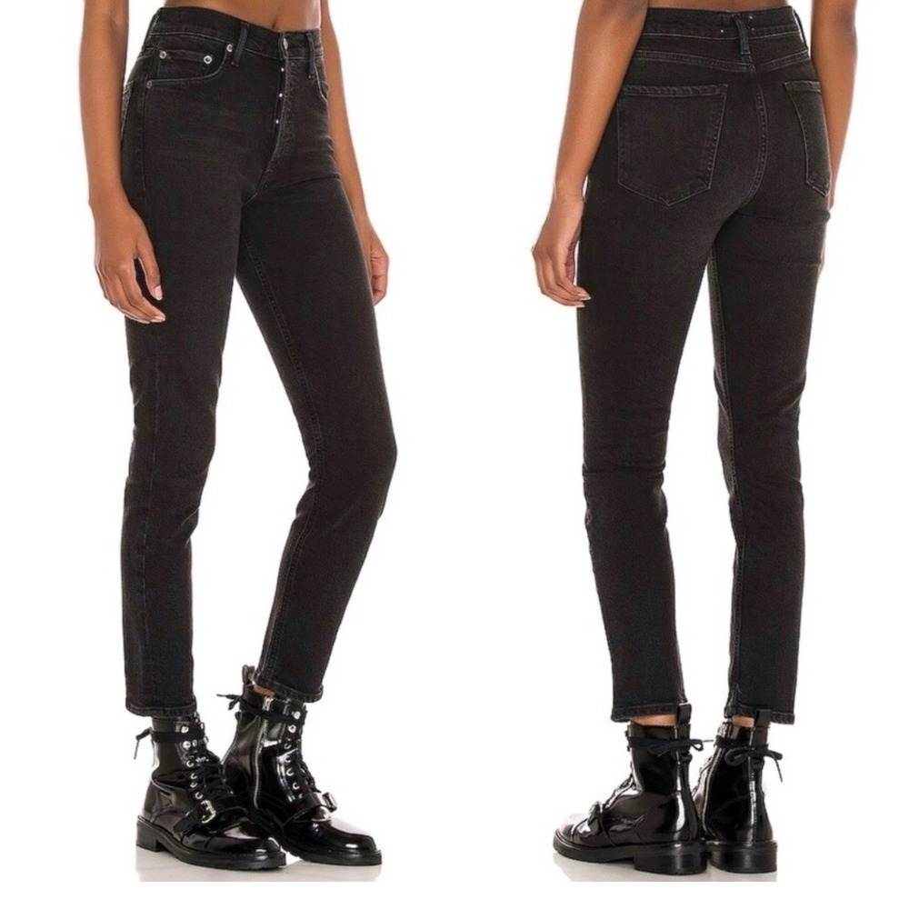 AGOLDE Nico High Rise Slim Fit Jeans Curb Faded Black Womens 25